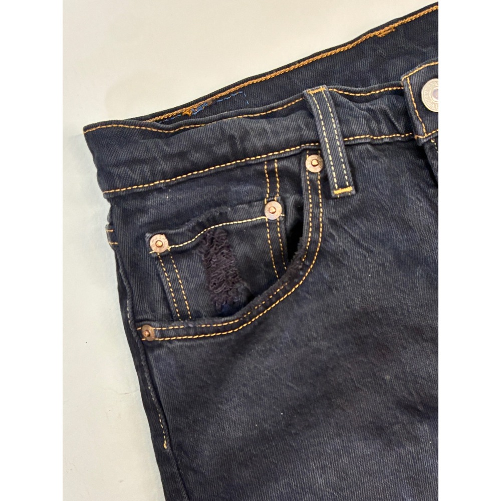 Levi's 501 Dark Wash Denim Jeans Distressed Ripped‎ Raw Hem Button Fly - Picture 6 of 13